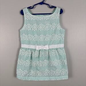Janie and Jack Mint Floral Embroidered Top Vintage Girls 8 Sleeveless Shirt